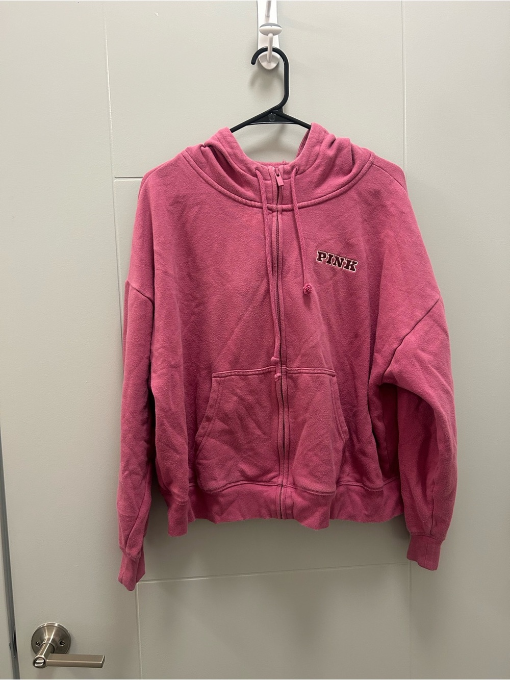 Victoria’s Secret Pink Full Zip Ivy Fleece Campus Hoodie Jacket Large Y2K